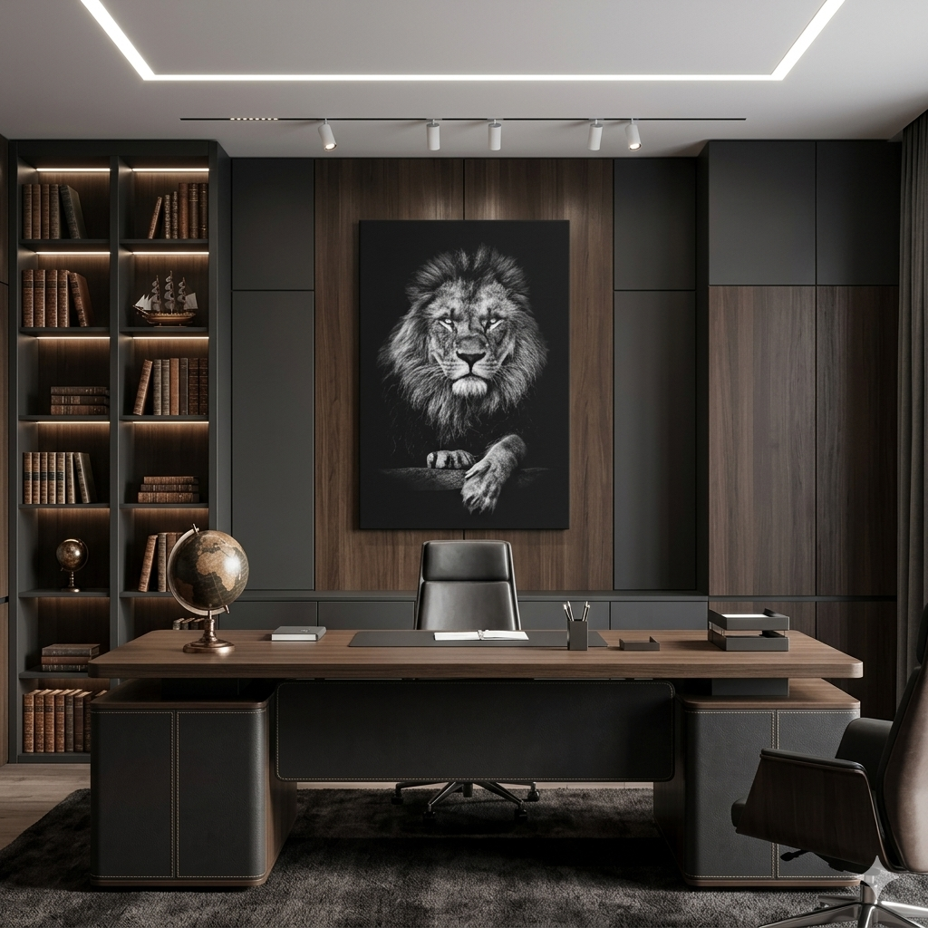 Dominio Absoluto – León Blanco y Negro de Lujo